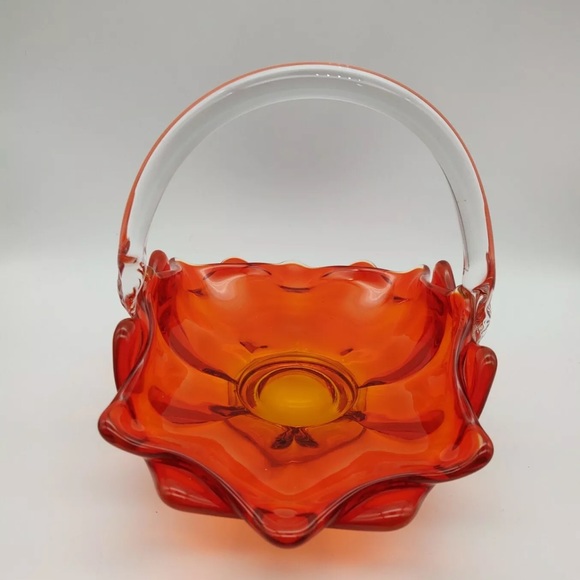 Murano Glass Amberina Basket - Picture 3 of 6